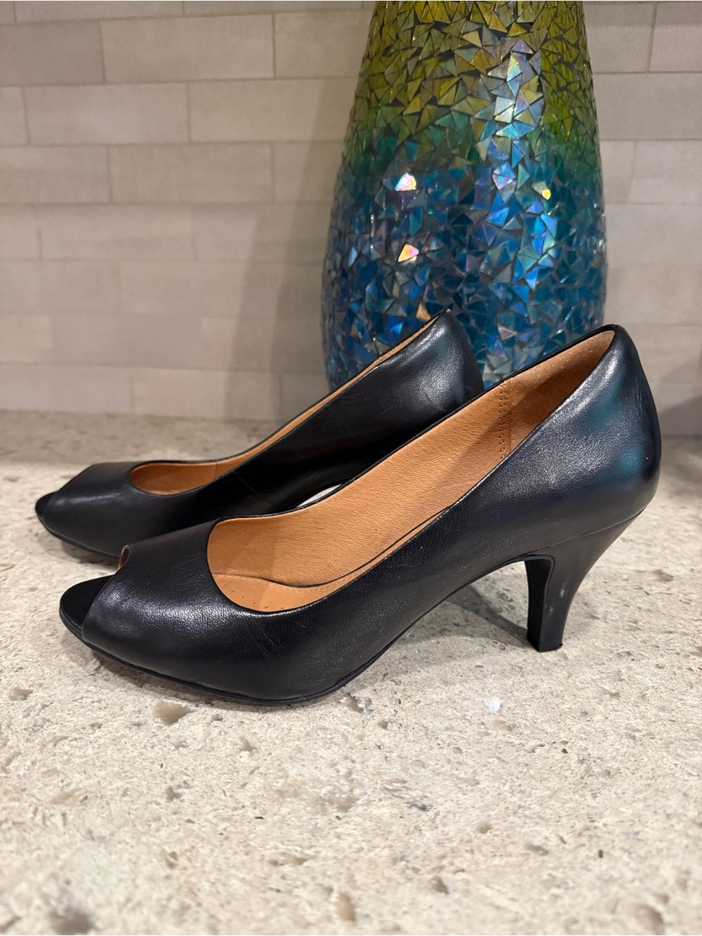 Classic Black Peep-Toe Women's Pumps